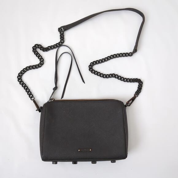 Rebecca Minkoff Crossbody Black Purse Matte Textured Tassel Chain Zipper Bag - Picture 4 of 8